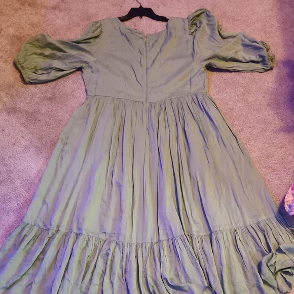 JessaKae Green Ruffled Tiered Sundress with Puff Sleeves - Picture 3 of 3